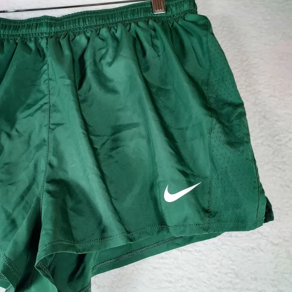 Nike Womens Size L Dri-FIT Running Shorts Green Athletic Activewear